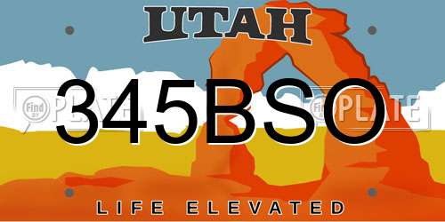345BSO Utah License Plate
