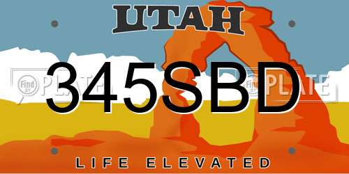 345SBD Utah License Plate