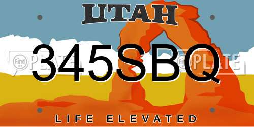 345SBQ Utah License Plate