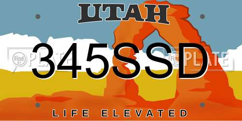 345SSD Utah License Plate