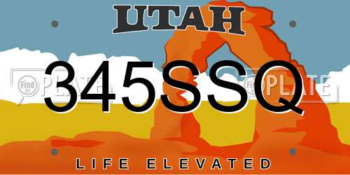 345SSQ Utah License Plate