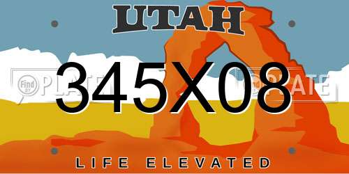 345X08 Utah License Plate
