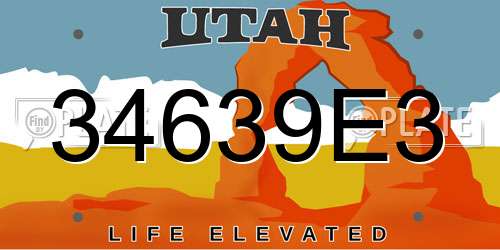 34639E3 Utah License Plate