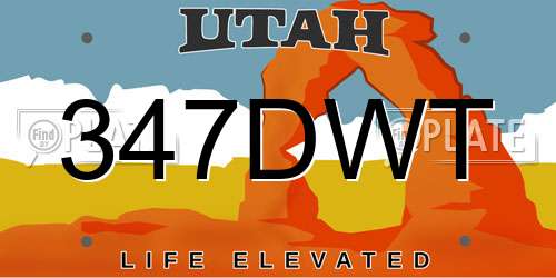347DWT Utah License Plate