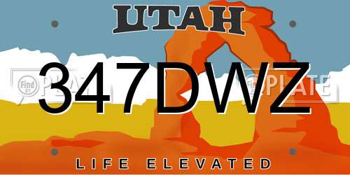 347DWZ Utah License Plate