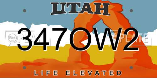 347OW2 Utah License Plate