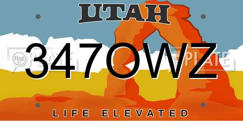 347OWZ Utah License Plate