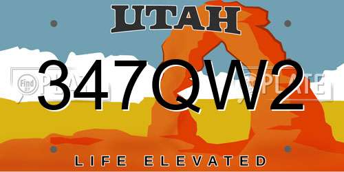 347QW2 Utah License Plate