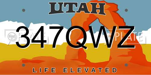 347QWZ Utah License Plate