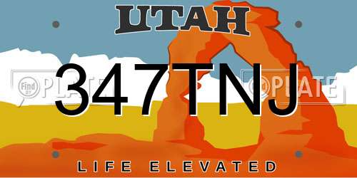 347TNJ Utah License Plate