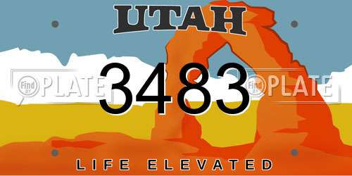3483 Utah License Plate