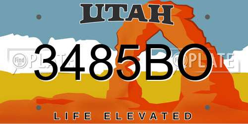 3485BO Utah License Plate