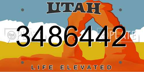 3486442 Utah License Plate