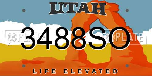 3488SO Utah License Plate