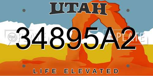 34895A2 Utah License Plate