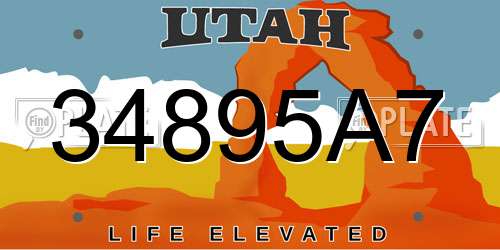 34895A7 Utah License Plate