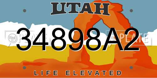 34898A2 Utah License Plate