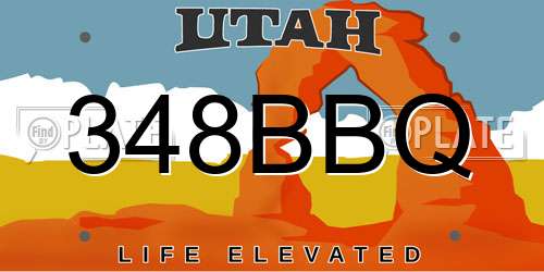 348BBQ Utah License Plate