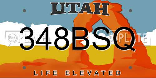 348BSQ Utah License Plate