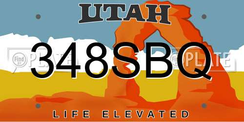 348SBQ Utah License Plate