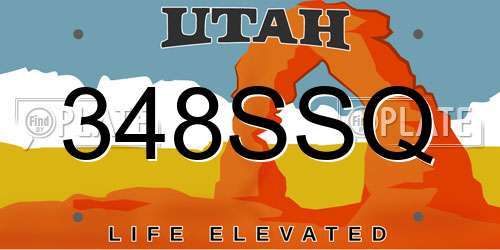 348SSQ Utah License Plate