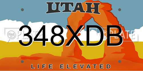 348XDB Utah License Plate