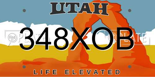 348XOB Utah License Plate