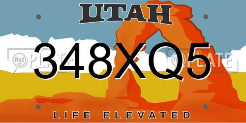 348XQ5 Utah License Plate