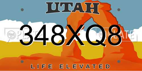348XQ8 Utah License Plate