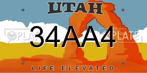 34AA4 Utah License Plate