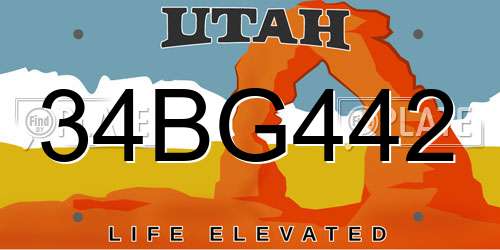 34BG442 Utah License Plate