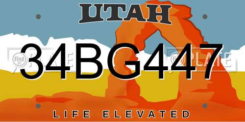 34BG447 Utah License Plate