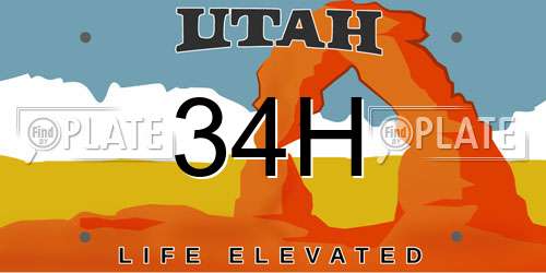 34H Utah License Plate