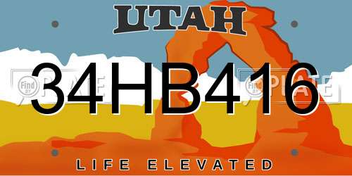 34HB416 Utah License Plate