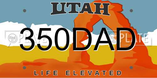 350DAD Utah License Plate