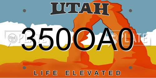 350OA0 Utah License Plate