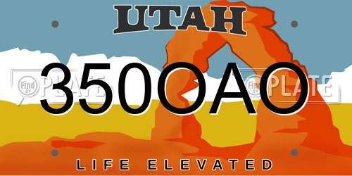350OAO Utah License Plate