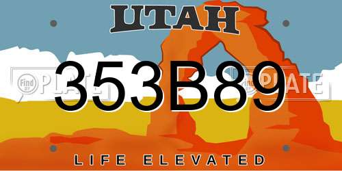 353B89 Utah License Plate