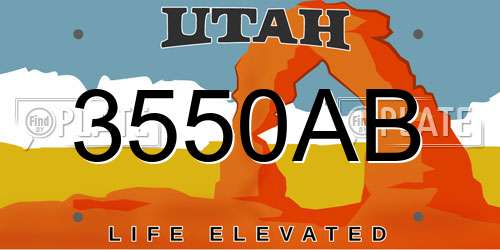 3550AB Utah License Plate