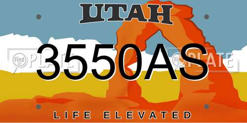 3550AS Utah License Plate