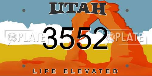3552 Utah License Plate