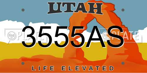 3555AS Utah License Plate