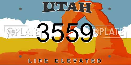 3559 Utah License Plate