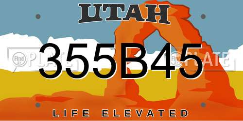 355B45 Utah License Plate