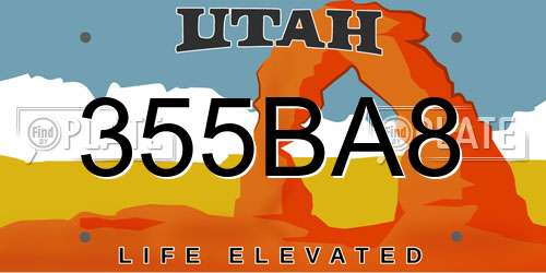 355BA8 Utah License Plate