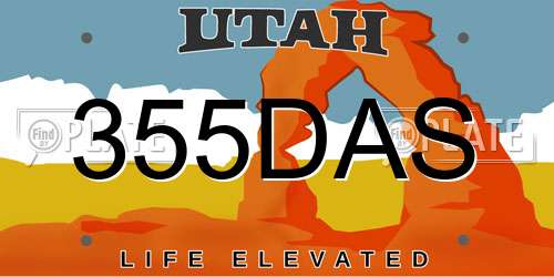 355DAS Utah License Plate
