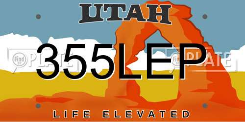 355LEP Utah License Plate