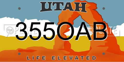 355OAB Utah License Plate
