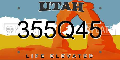 355Q45 Utah License Plate