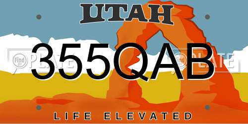 355QAB Utah License Plate